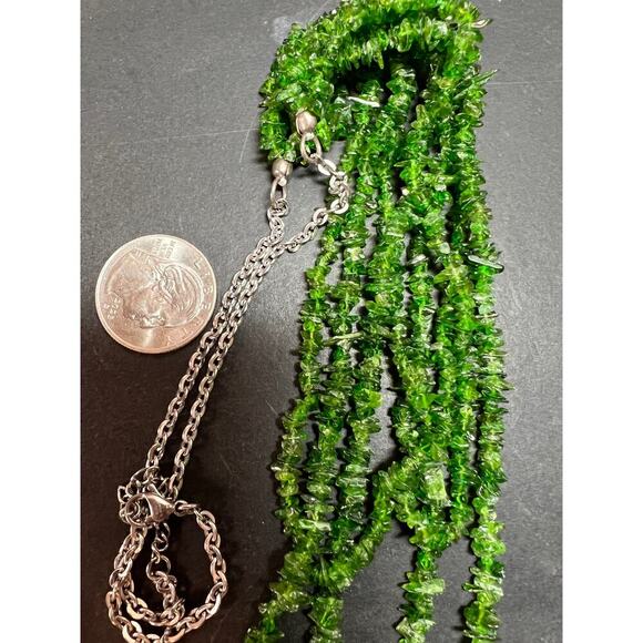 Chrome diopside 4 strand necklace with stainless steel chain - Picture 5 of 11